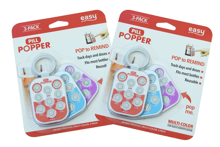 Pill Popper Medication Dose Tracker – 6 Pack Weekly Pill Reminder Rings