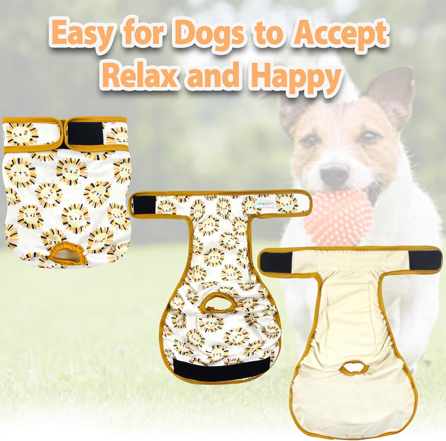 Langsprit Washable Female Dog Diapers (3 Pack) – Reusable Diapers