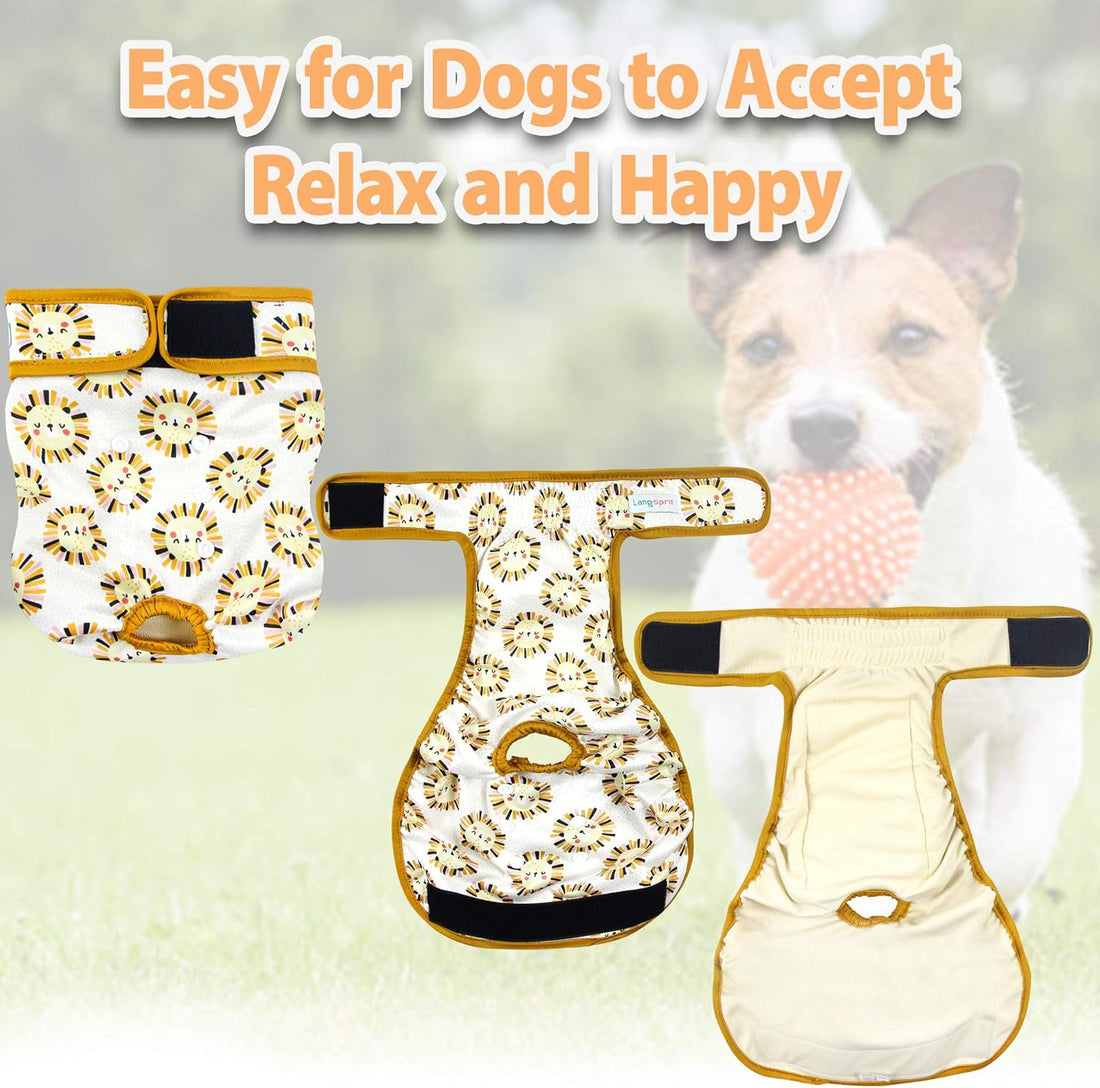 Langsprit Washable Female Dog Diapers (3 Pack) – Reusable Diapers