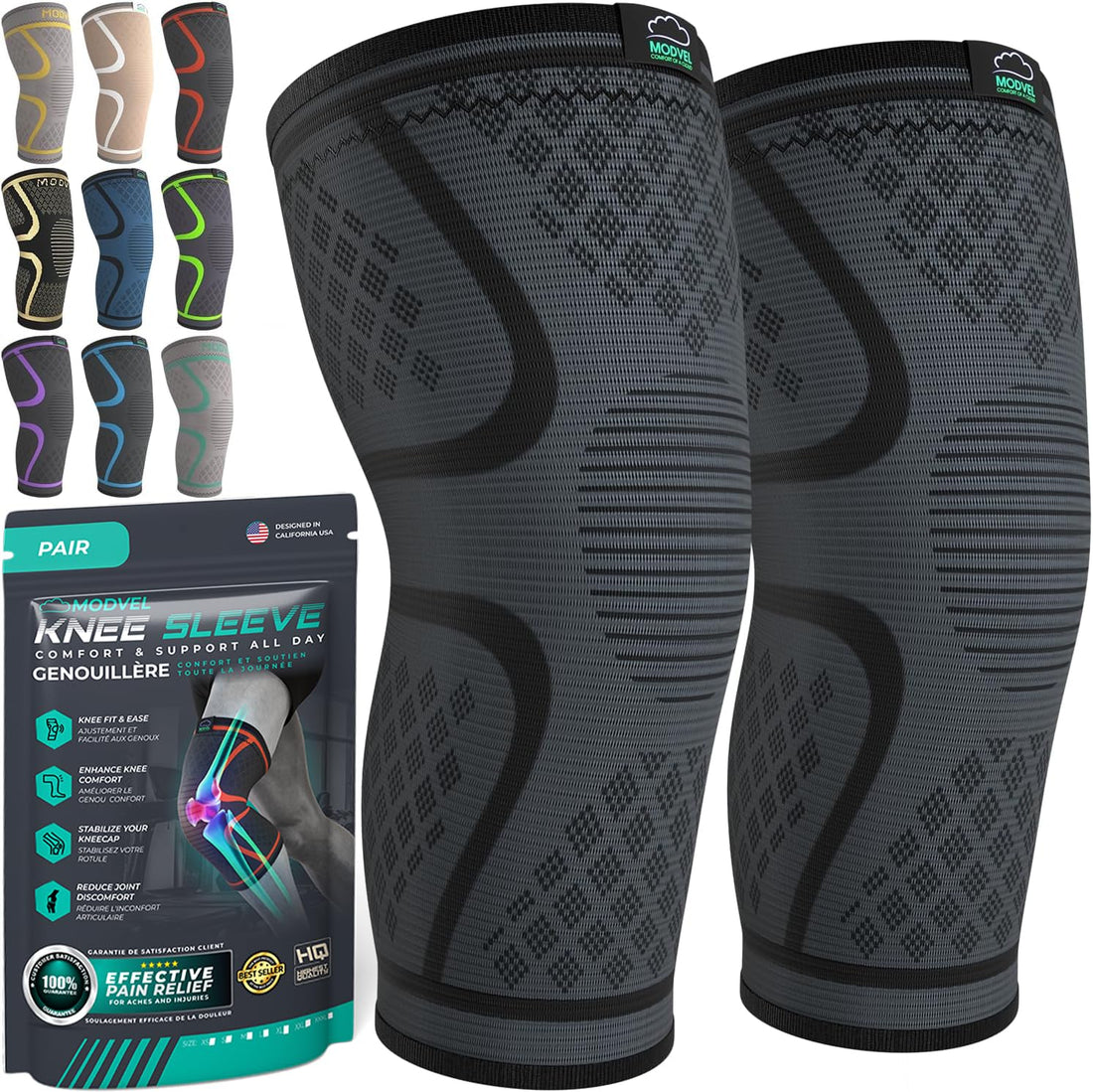 Compression Knee Brace 2-Pack – Pain Relief & Support Sleeves