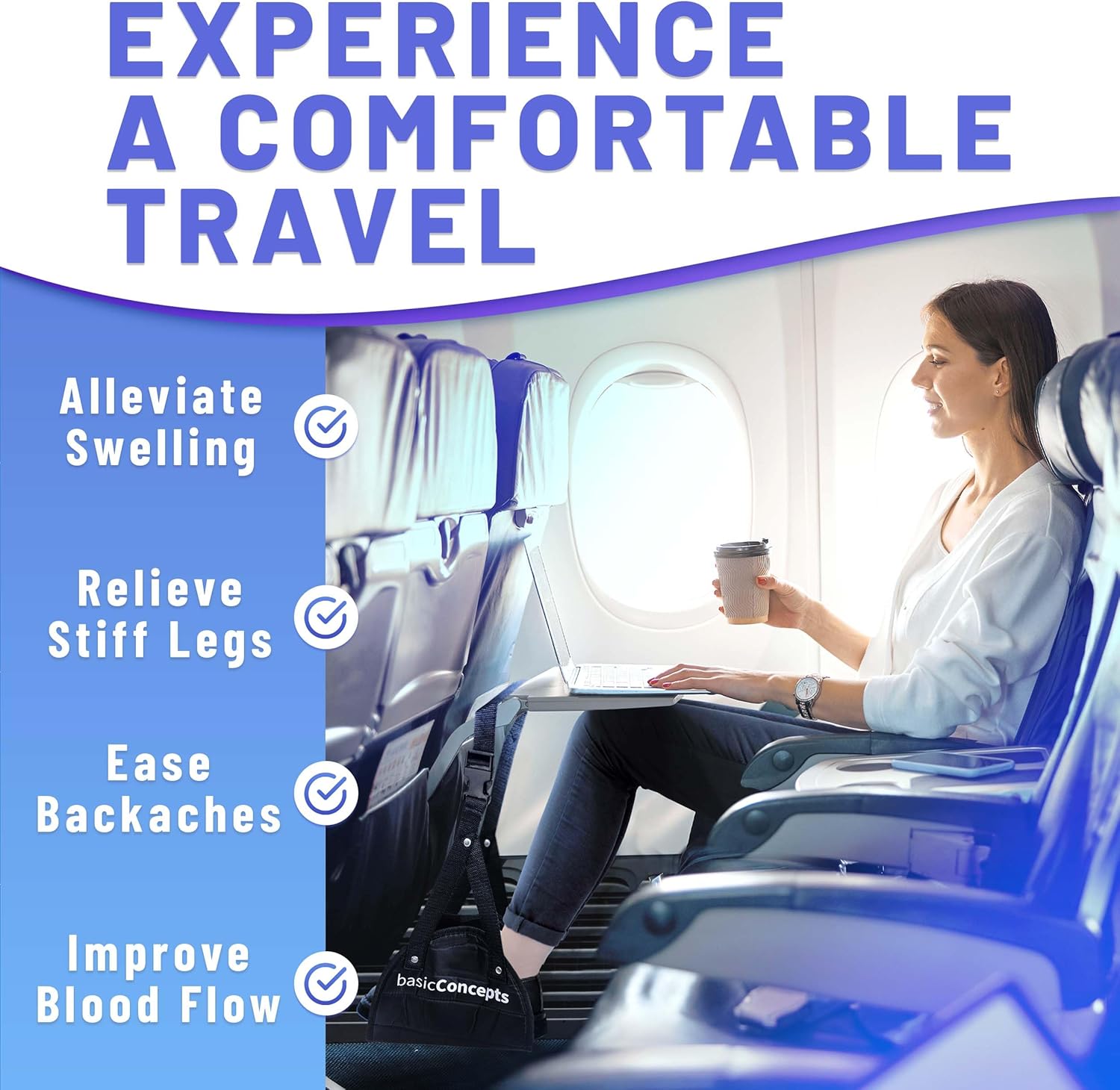 Memory Foam Airplane Foot Hammock – Adjustable Travel Footrest for Comfort