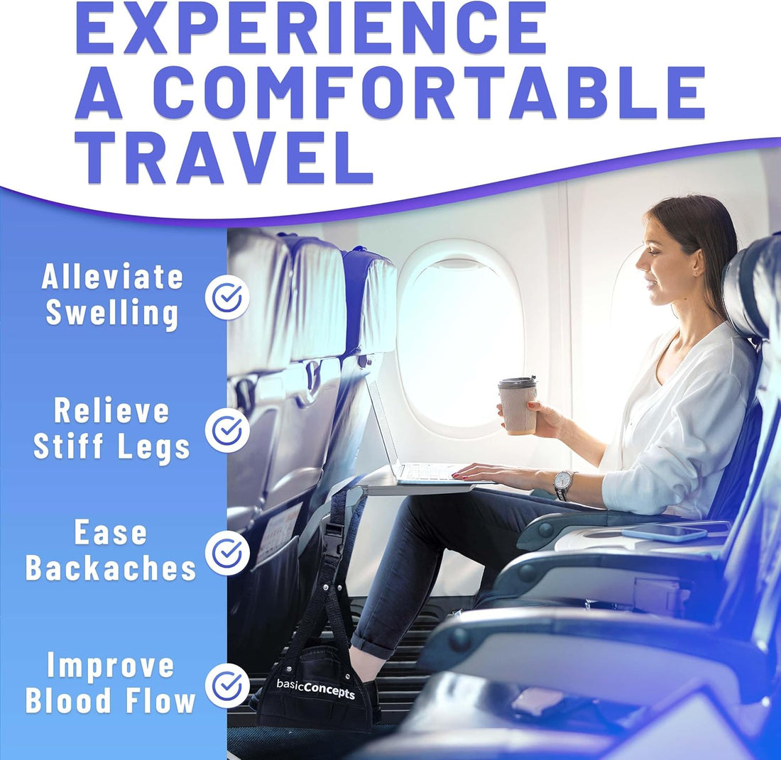Memory Foam Airplane Foot Hammock – Adjustable Travel Footrest for Comfort
