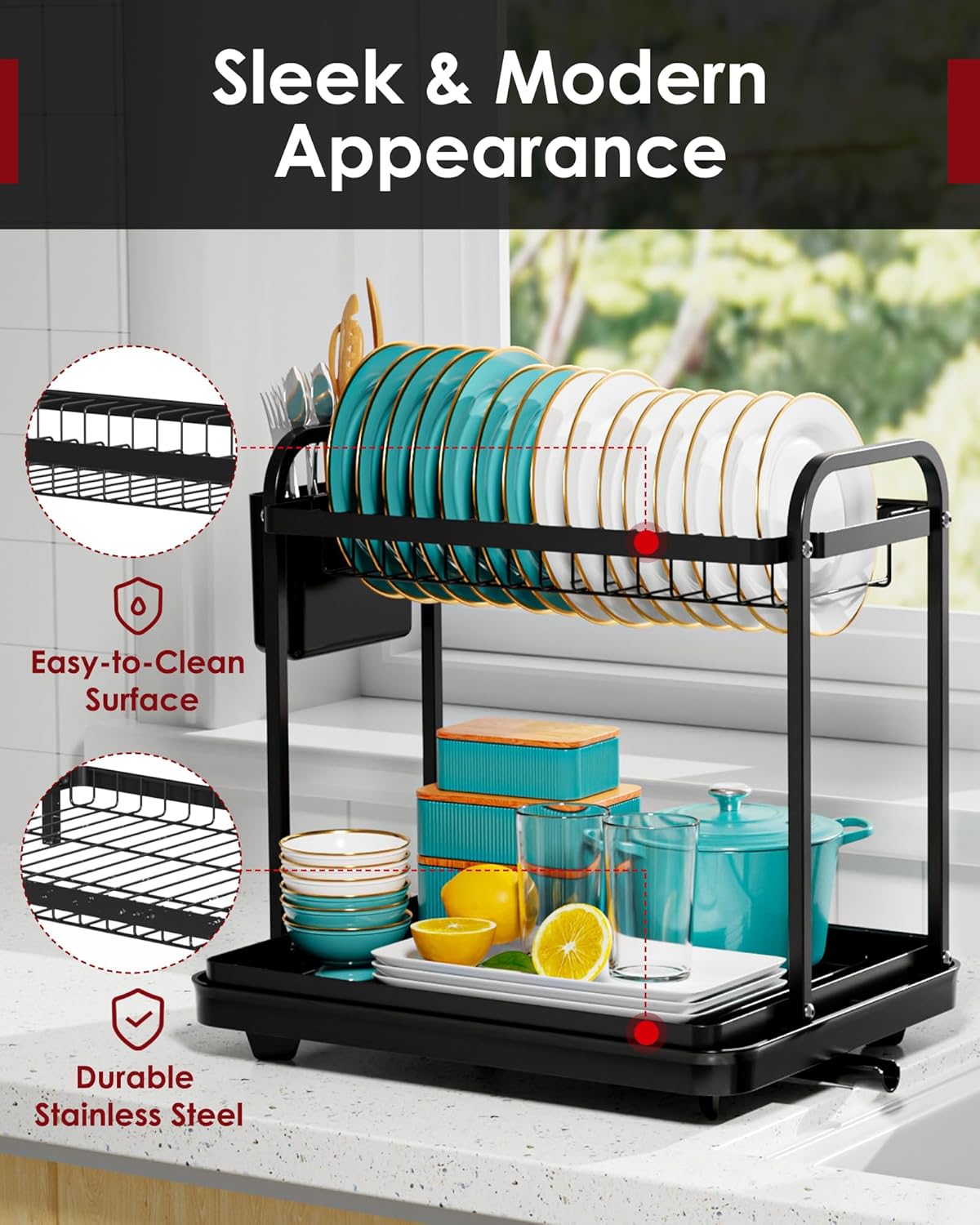 Dish Drying Rack - Stainless Steel Dish Rack for Kitchen Counter,