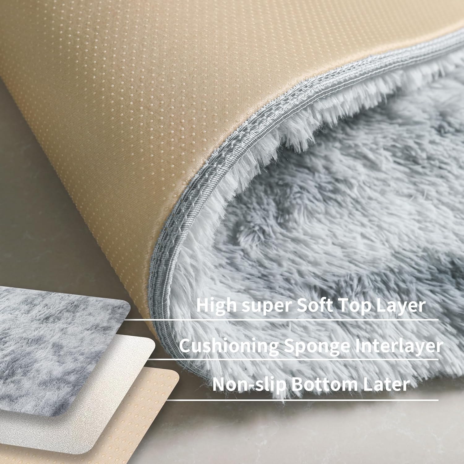 4x6 Light Grey Fluffy Shag Rug – Ultra Soft Washable Plush Carpet for Bedroom