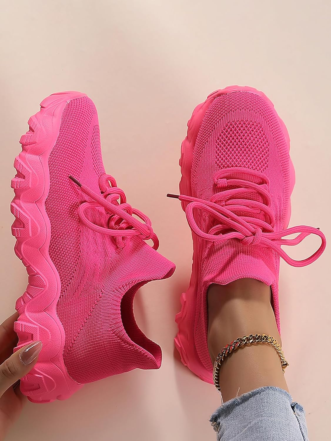 Women’s Lightweight Mesh Sneakers – Breathable Knit Tennis Shoes