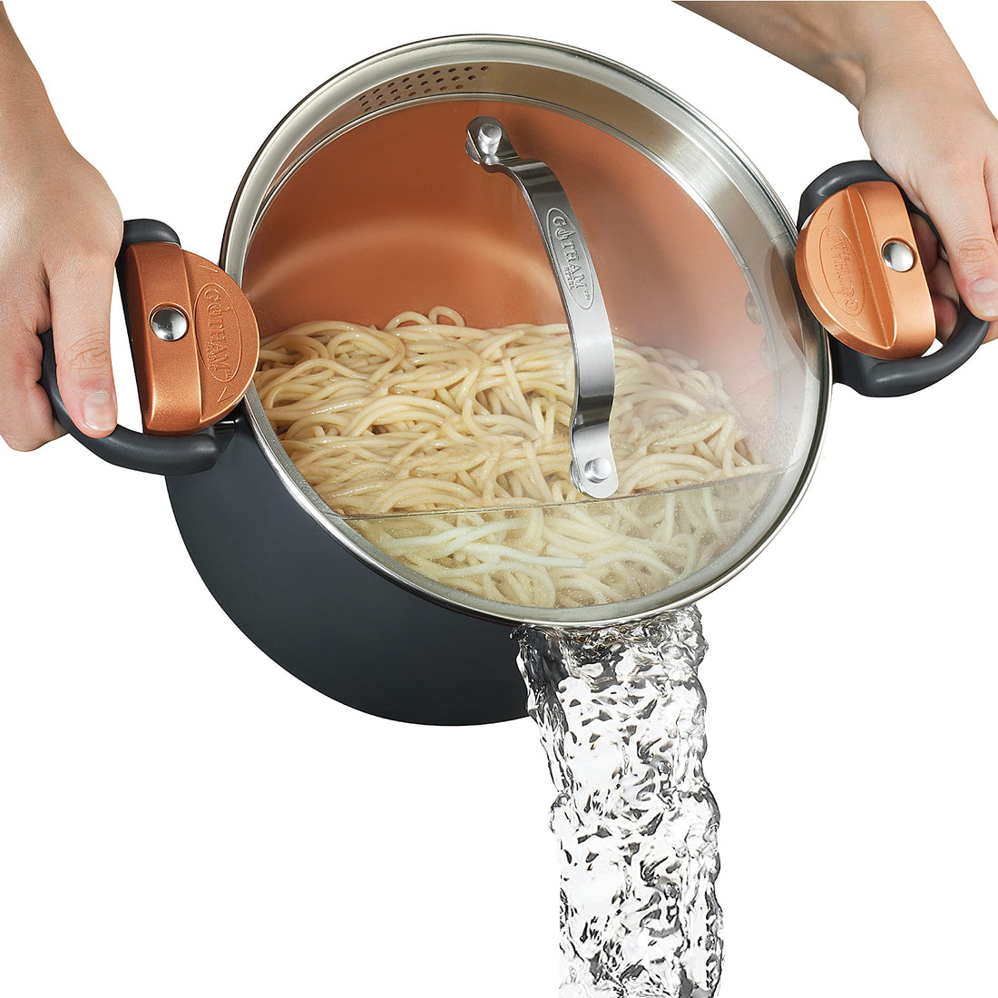 STEEL 5 Qt Ceramic Stock Pot – Multipurpose Pasta Pot with Strainer