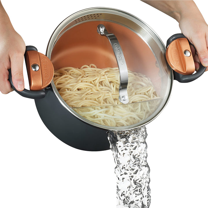 STEEL 5 Qt Ceramic Stock Pot – Multipurpose Pasta Pot with Strainer
