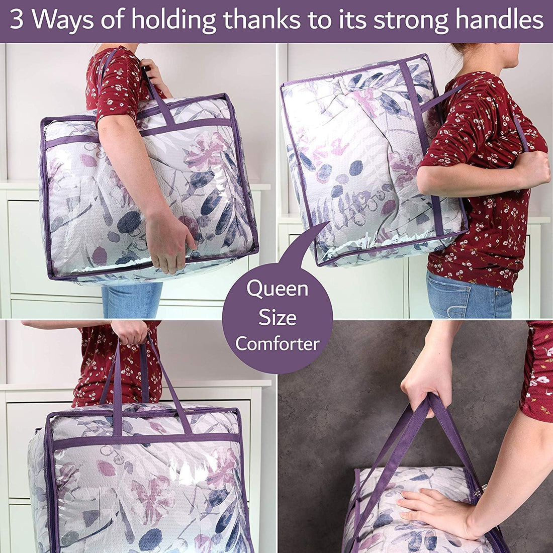 Clear Vinyl Zippered Storage Bags (3-Pack) – 40L Heavy-Duty Organizer