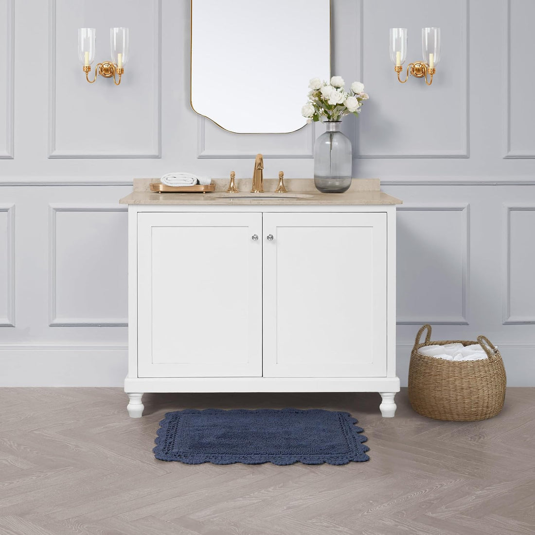 Crochet Cotton Bath Rug Non-Slip Bath Mat – Indigo Decorative Rug