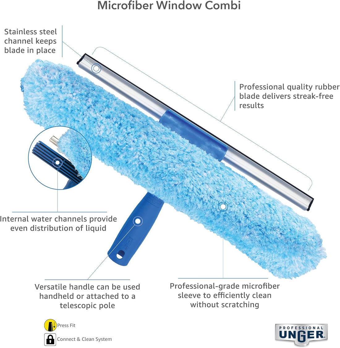 Professional 2-in-1 Squeegee & Scrubber – 14” Window Cleaning