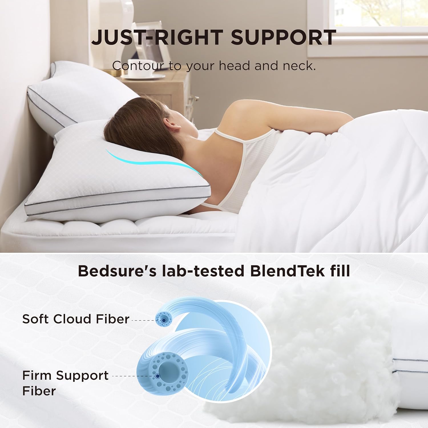 Queen Pillow Set of 2 – Fluffy Down Alternative, Supportive & Soft