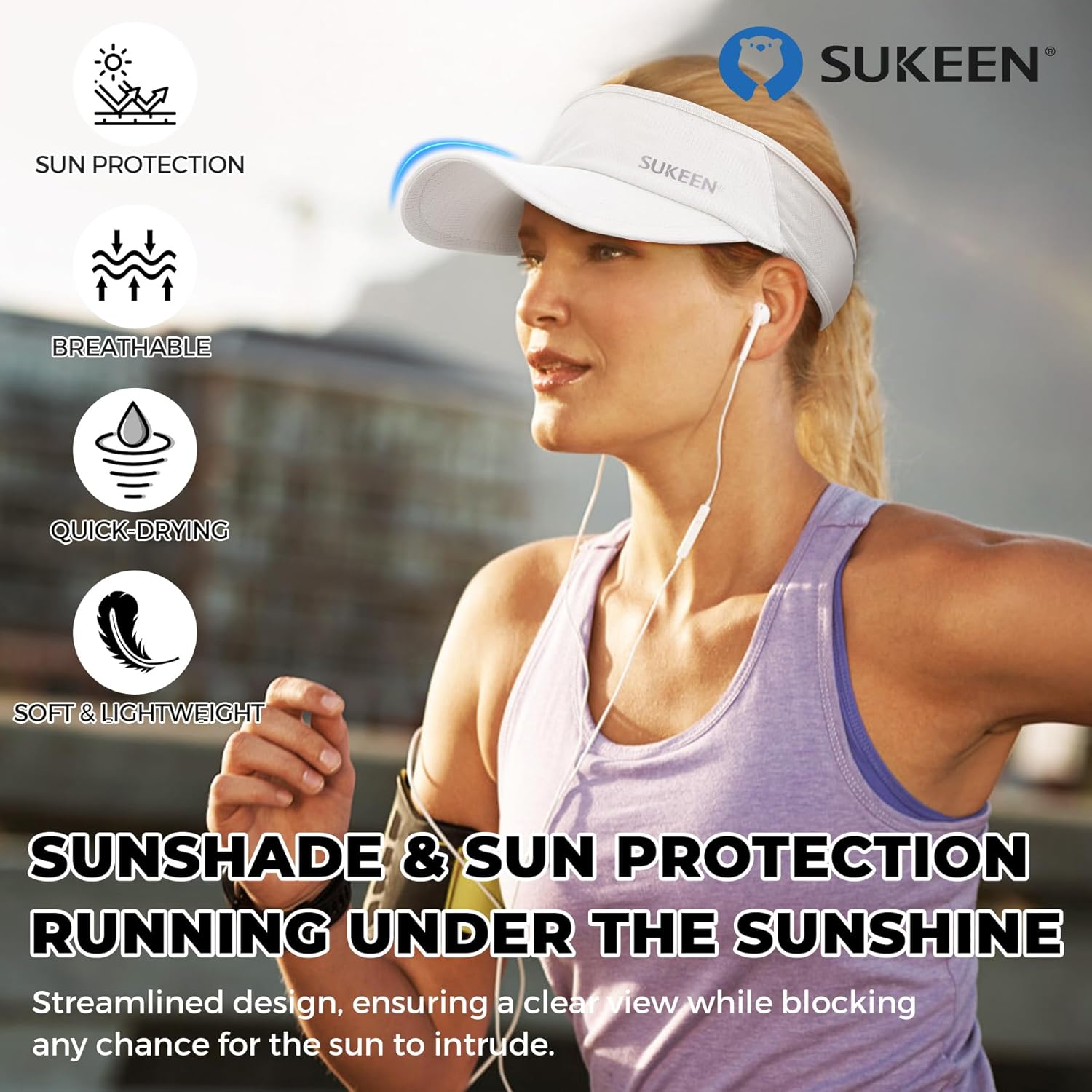 Sukeen Cooling Sun Visor – Lightweight Stretch Hat for Sports