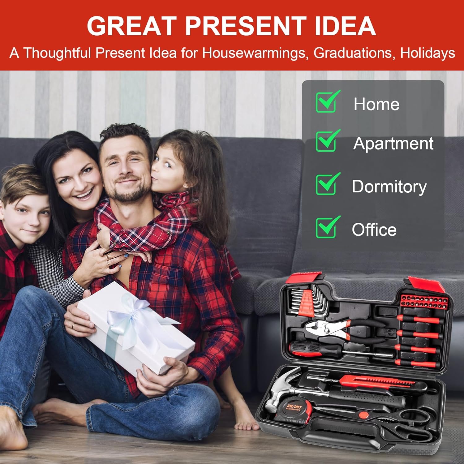 39-Piece Home Tool Set – Compact Portable Repair Kit for Apartments