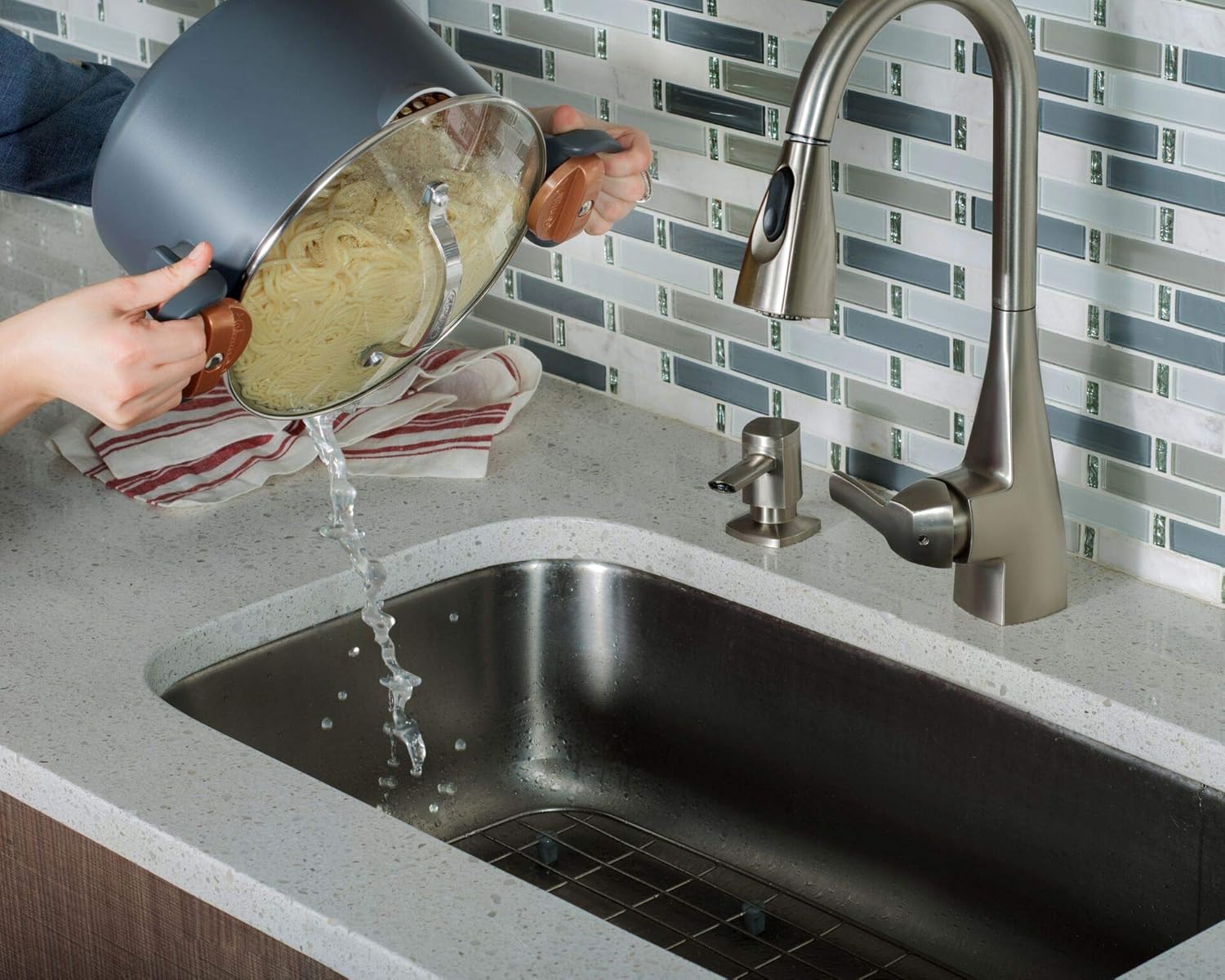 STEEL 5 Qt Ceramic Stock Pot – Multipurpose Pasta Pot with Strainer