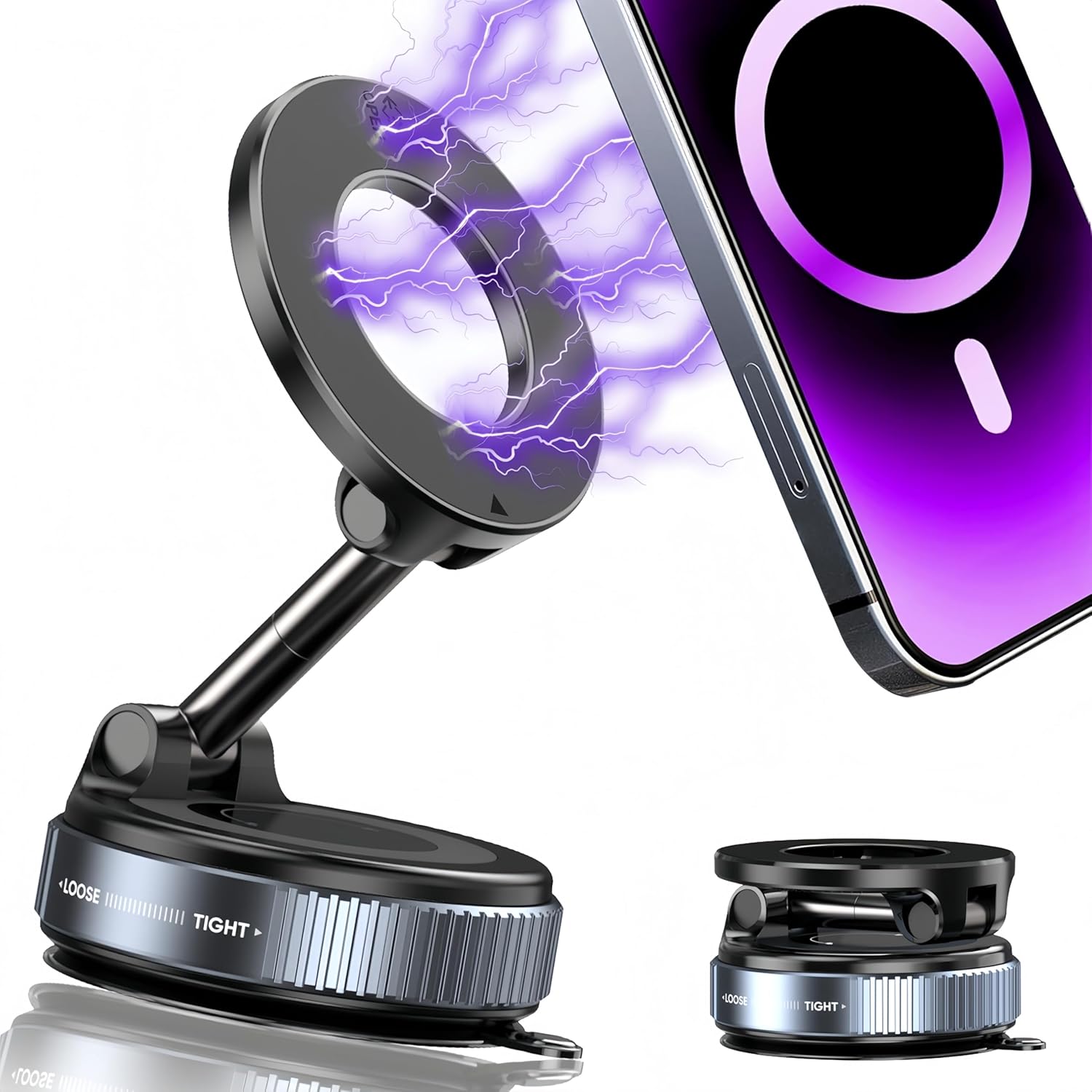 360° Vacuum Magnetic Phone Holder – Strong Suction Car Mount