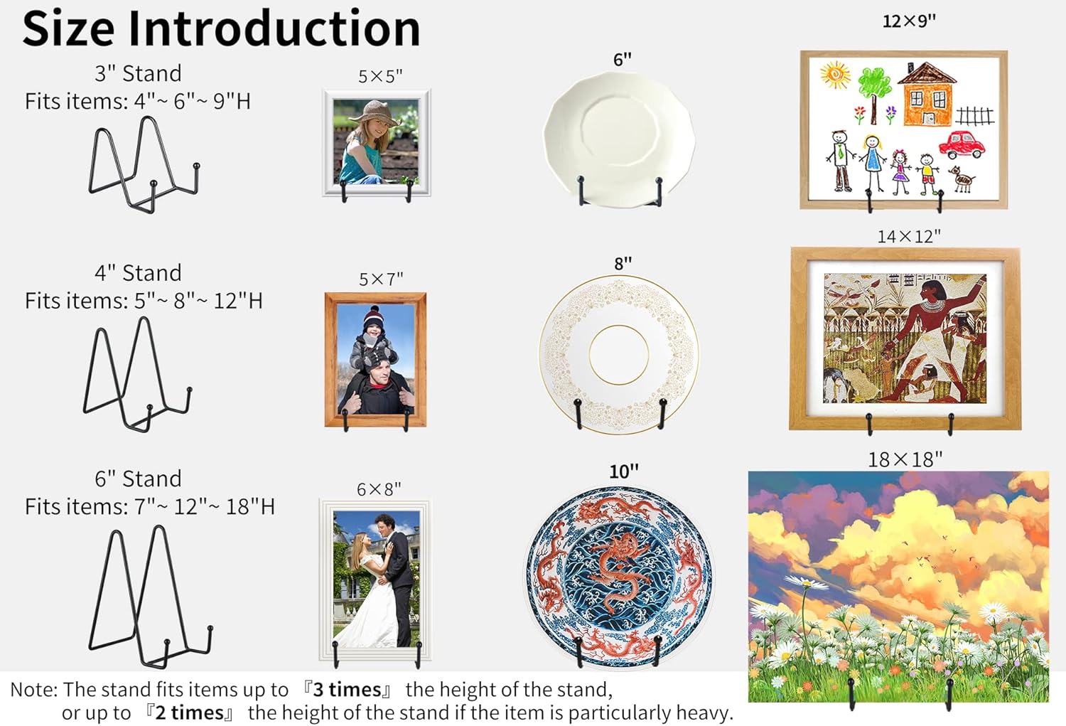 5 Pack 6" Black Metal Display Stands for Plates, Photos & Art