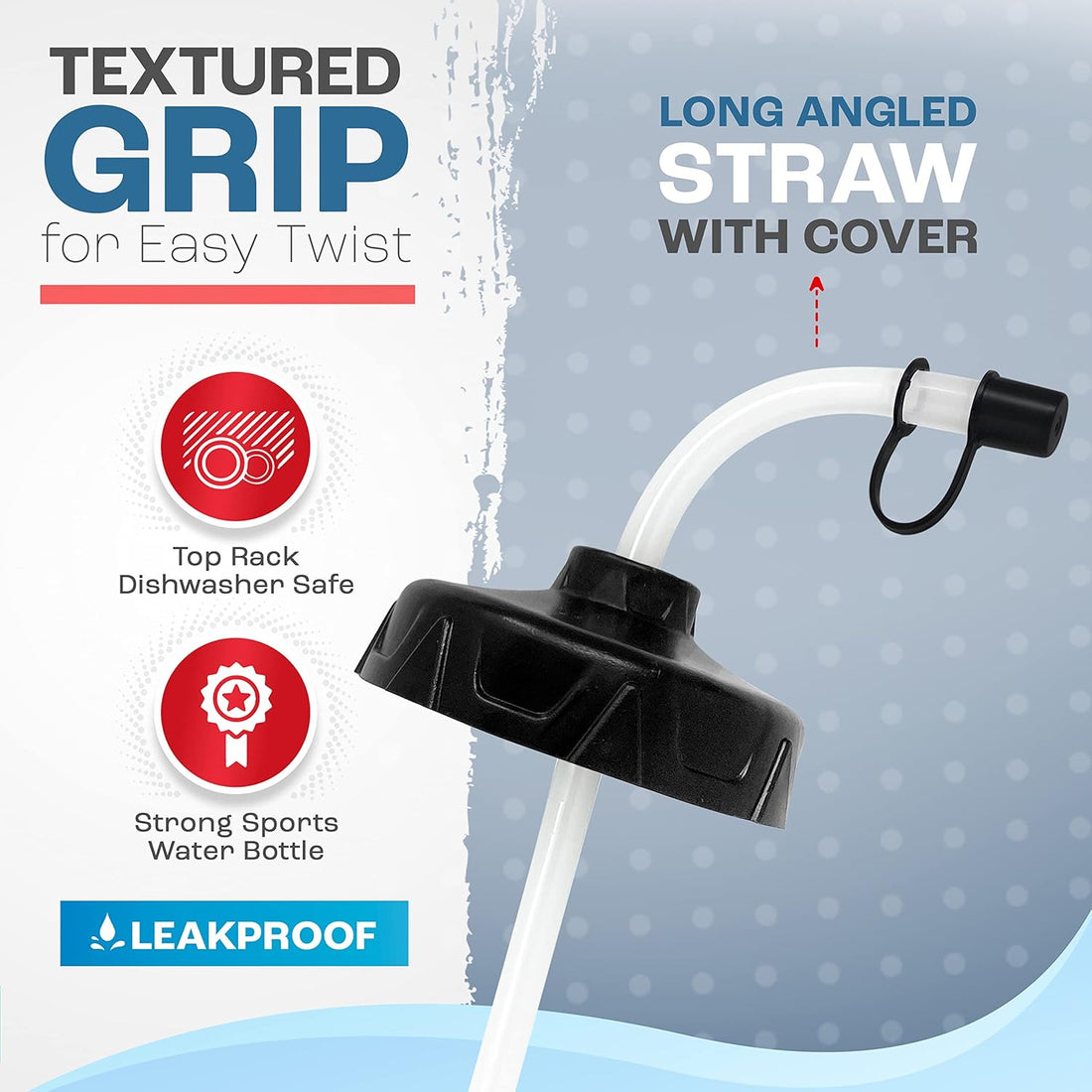 1L Sports Water Bottles with Straw & Grip – 2-Pack BPA-Free