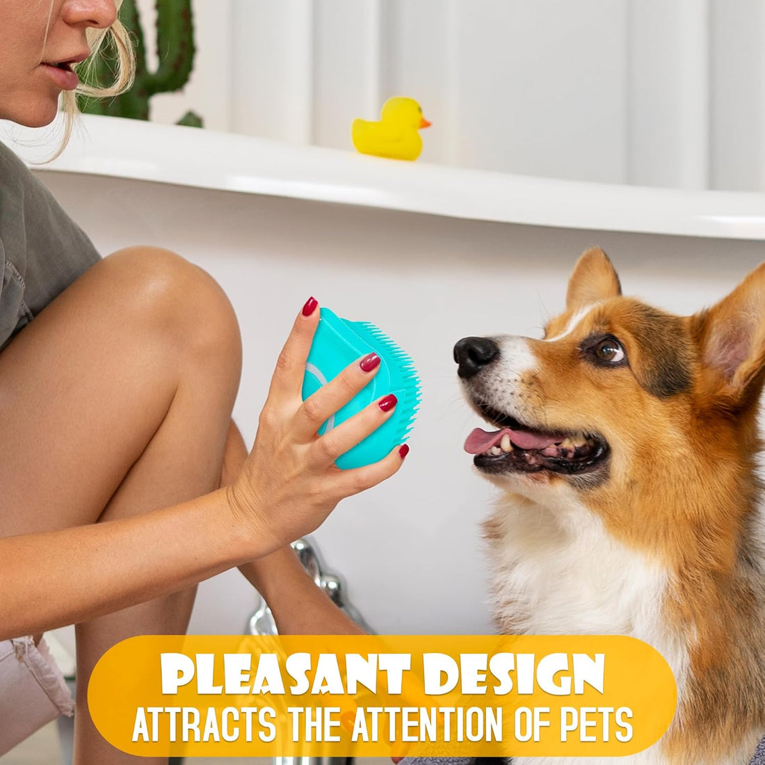 Dog Bath Brush with Soap Dispenser – Silicone Scrubber for Dogs, Exfoliating Shampoo