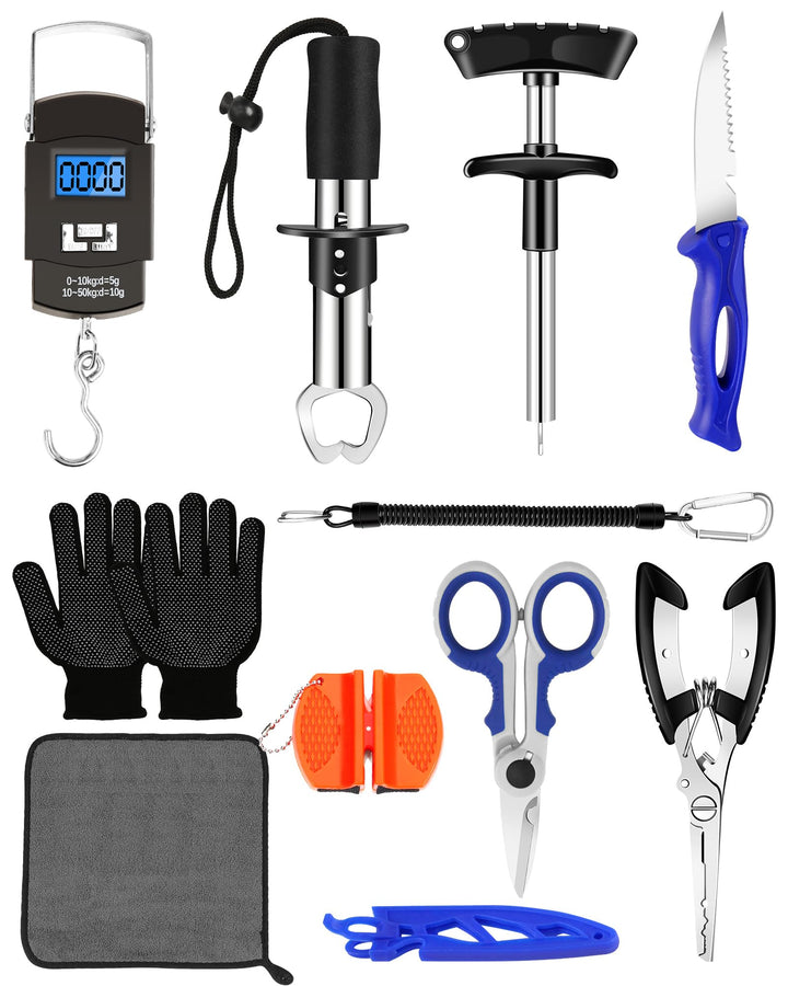Fishing Tool Kit with Scale, Pliers, Knife & Gripper – 6 Pc Set