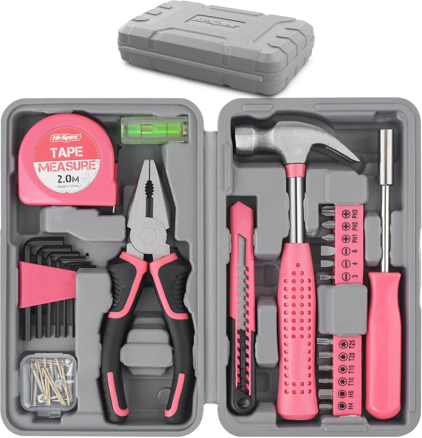25-Piece Pink Tool Kit – Compact DIY Tool Set for Women with Carrying Case