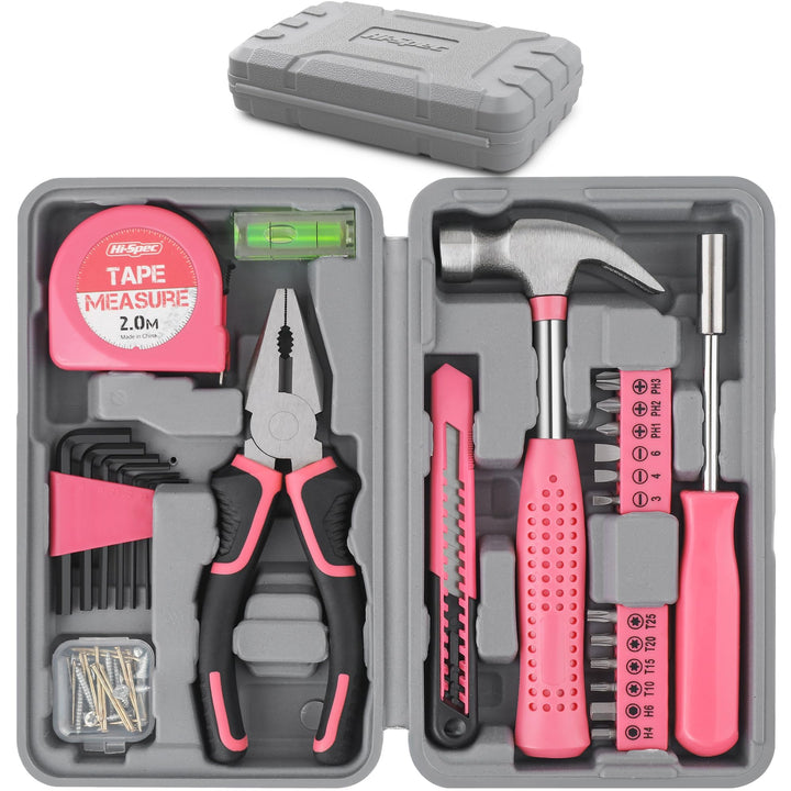 25-Piece Pink Tool Kit – Compact DIY Tool Set for Women with Carrying Case