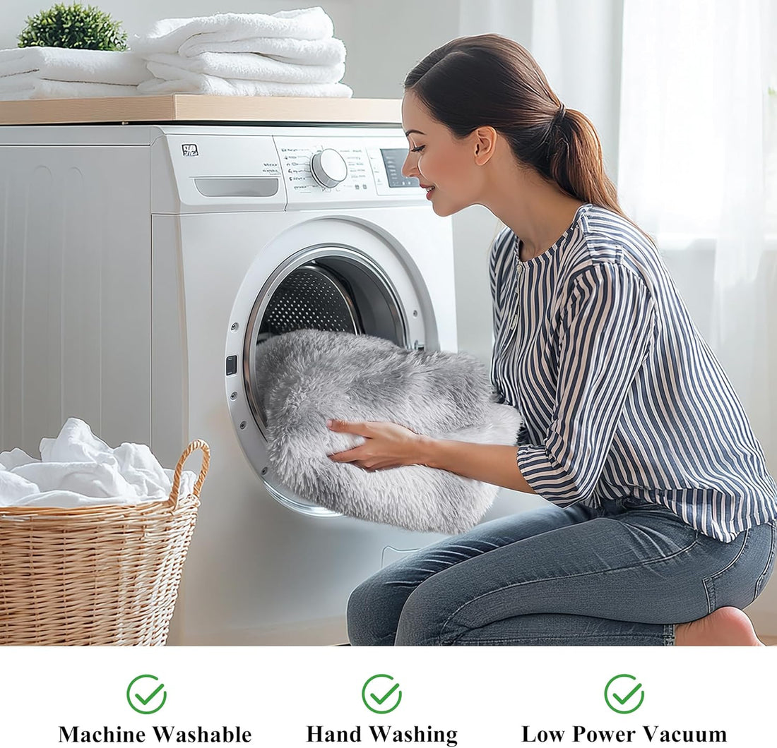 4x6 Light Grey Fluffy Shag Rug – Ultra Soft Washable Plush Carpet for Bedroom