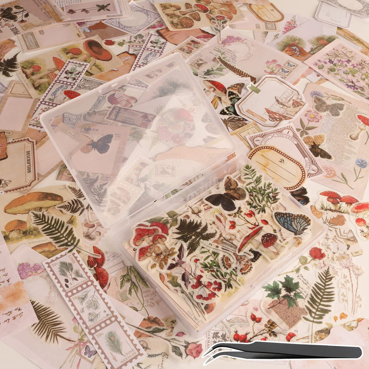 200 Vintage Scrapbook Stickers – Washi  Matte Set for Journals Crafts