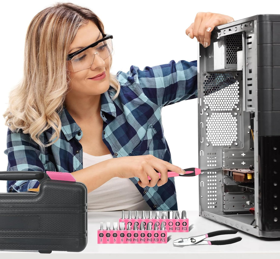 39-Piece Pink All-Purpose Tool Kit for Women – Compact Household