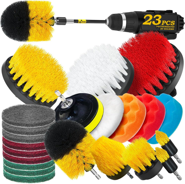 23 Pack Drill Brush Attachments Set – Scrub Pads, Sponge, Buffer Polishing Accessories Set