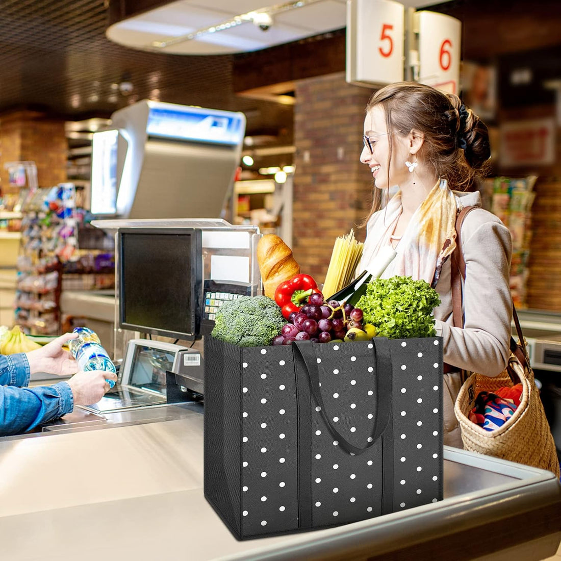 Fab Totes 10-Pack Reusable Grocery Bags – Heavy Duty Waterproof