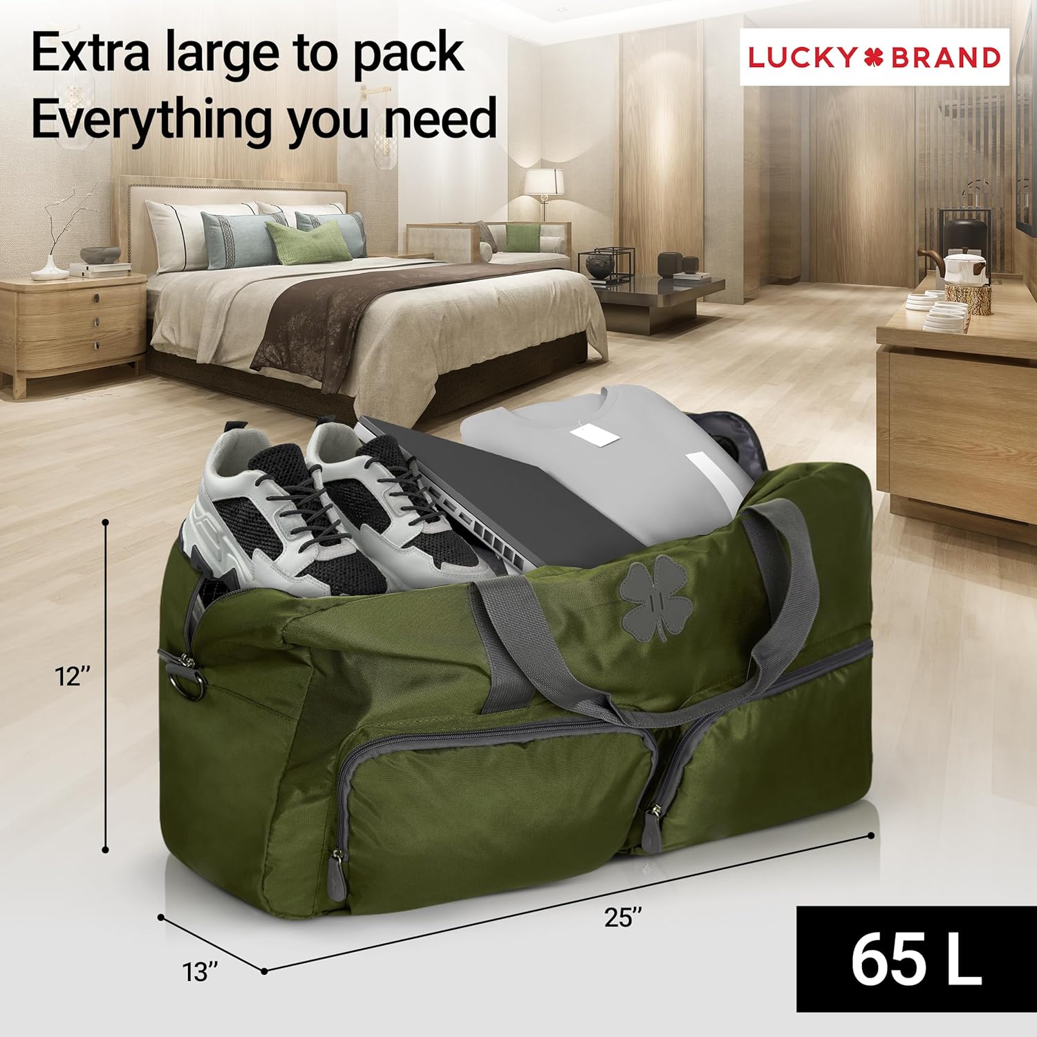 65L Travel Duffel Bag – Foldable Large Gym Weekender Bag for Men and Women