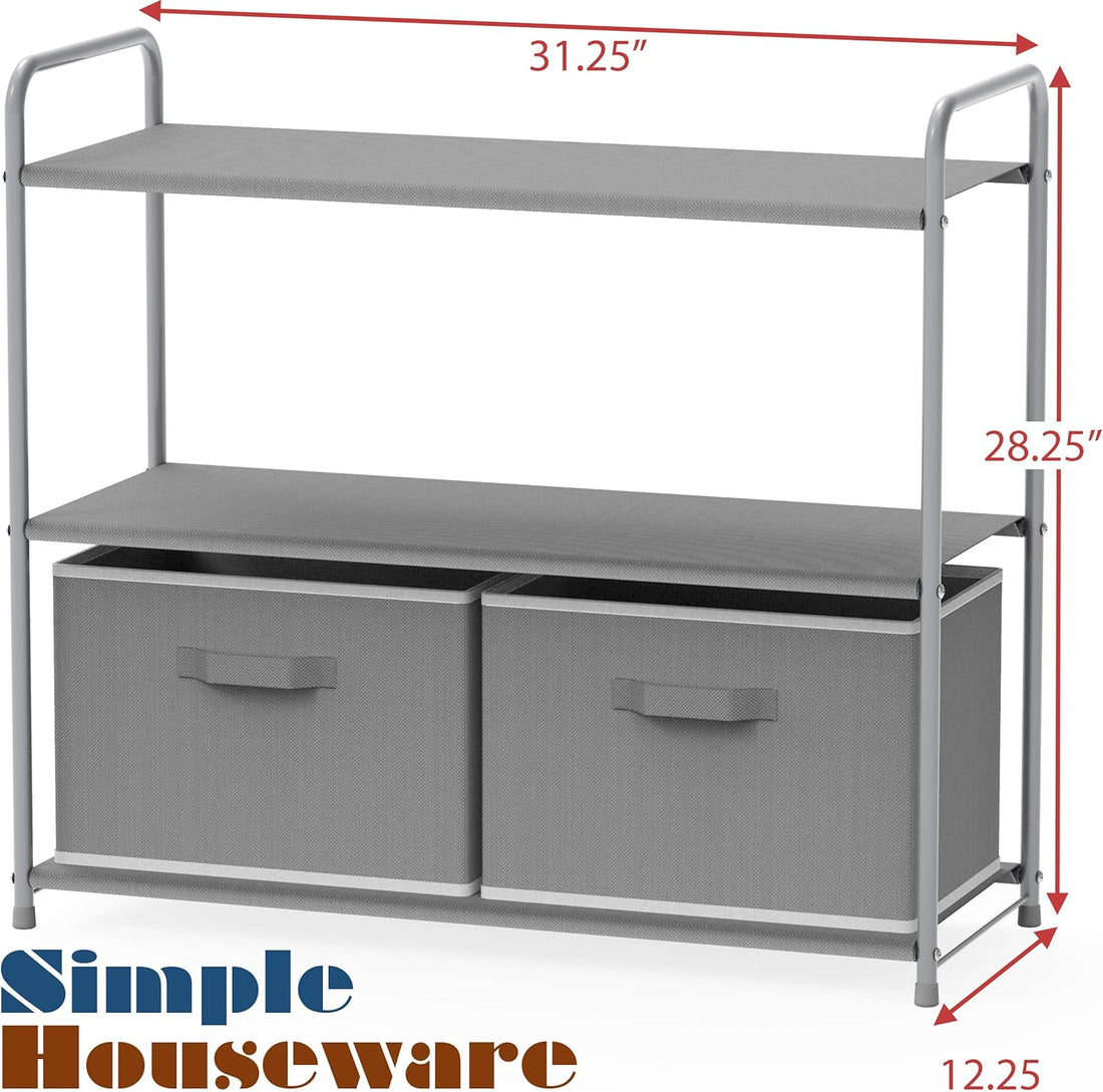 3-Tier Closet Organizer with 2 Fabric Drawers – Sturdy Metal Frame