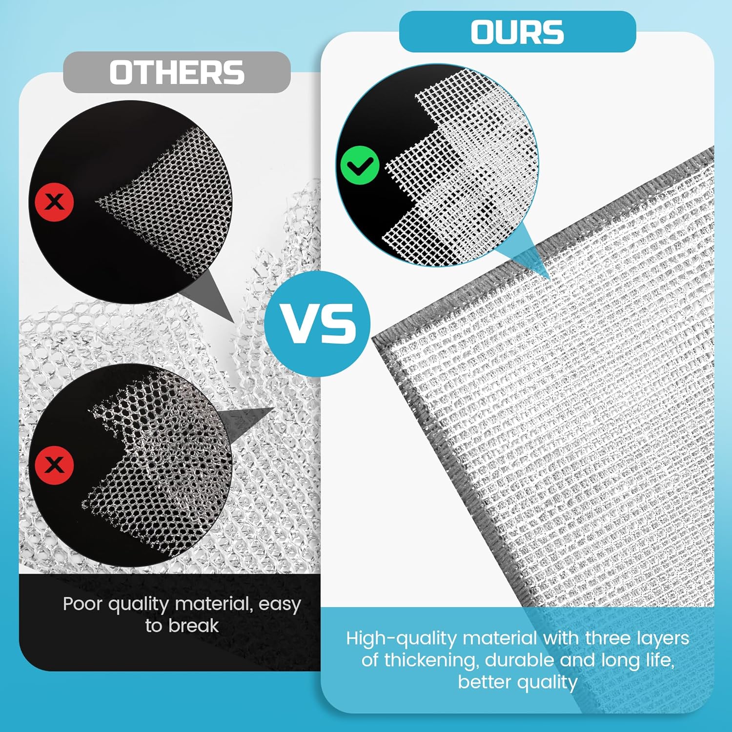 10 Pcs Upgrade 3-Layer Metal Dish Cloth – No Scratches, No Odor Dishwashing