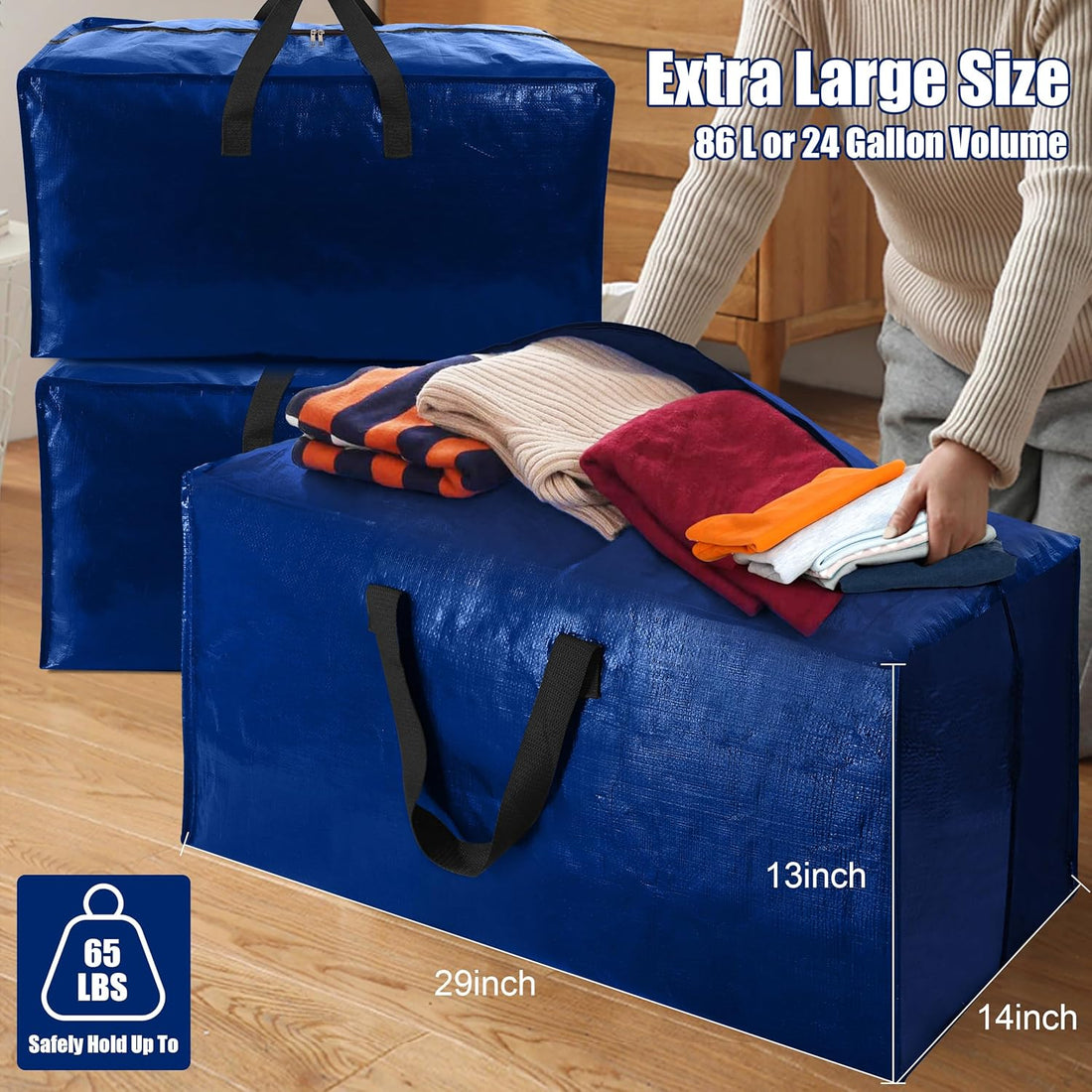 4-Pack Extra Large Moving Bags with Backpack Straps – Heavy-Duty