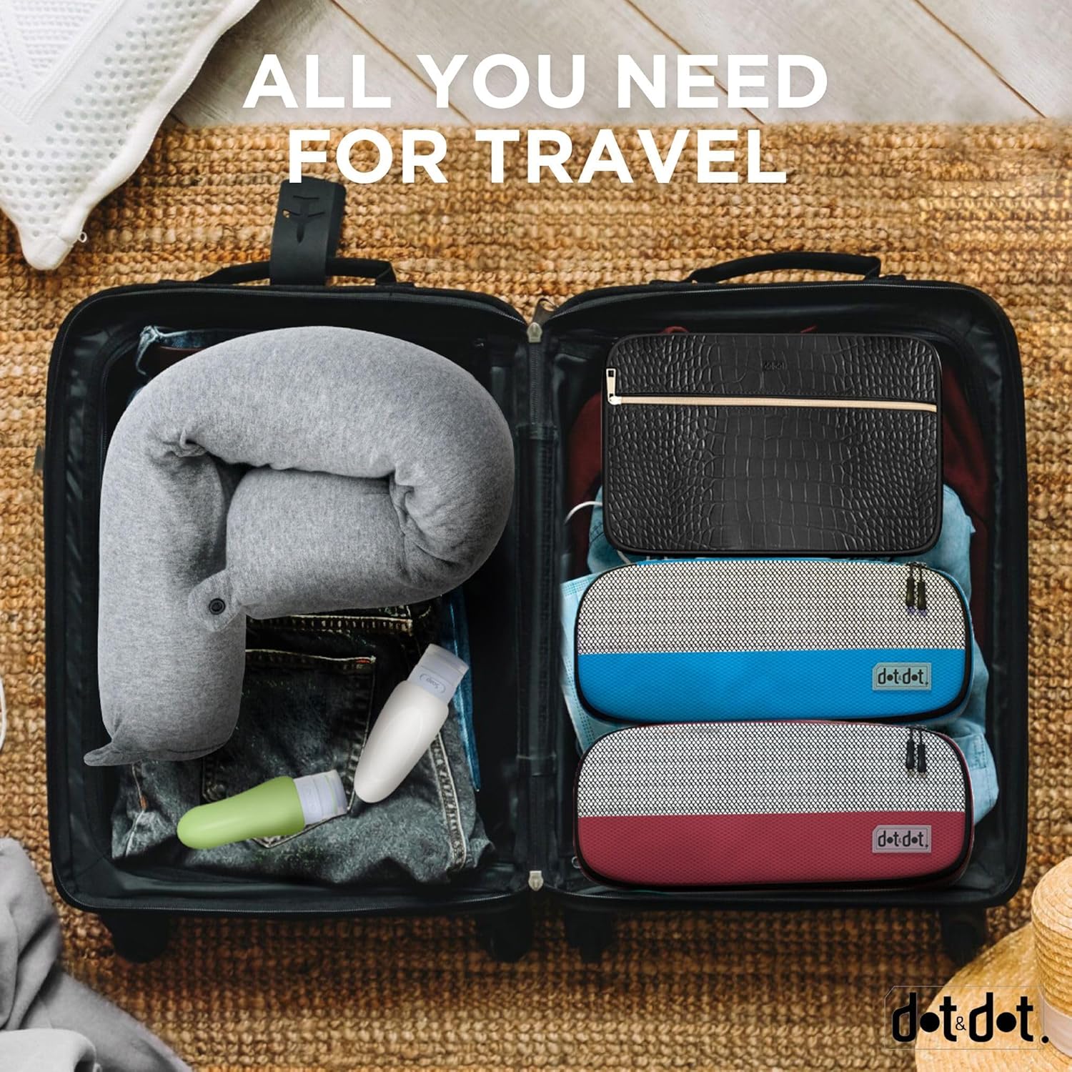 Dot&Dot Twist Memory Foam Travel Pillow – Adjustable Neck Support