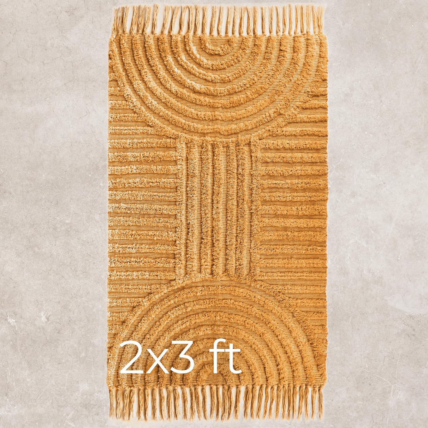 Boho Tassel Cotton Rug – Soft 2x3 ft. Washable Non-Slip Bathroom Mat