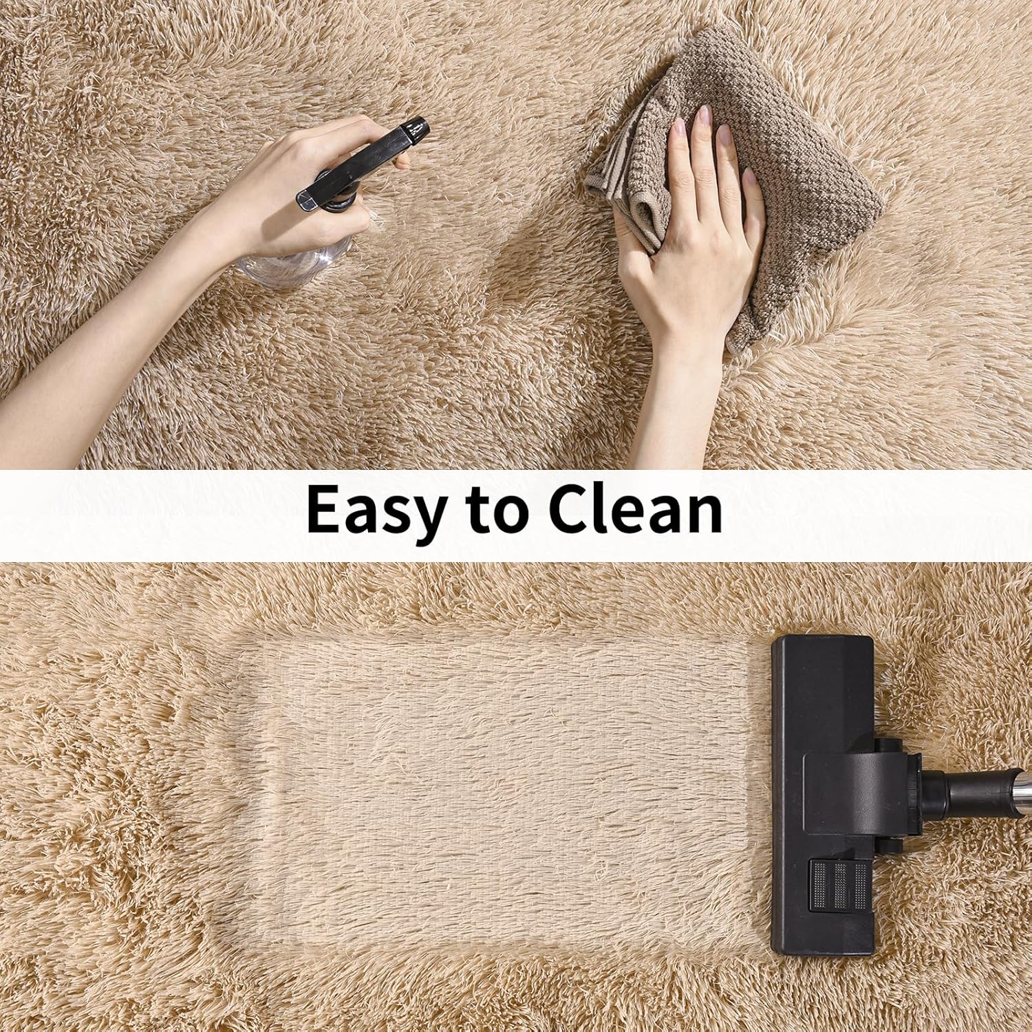 Beige Fluffy Runner Rug – Soft Shaggy Non-Slip Carpet