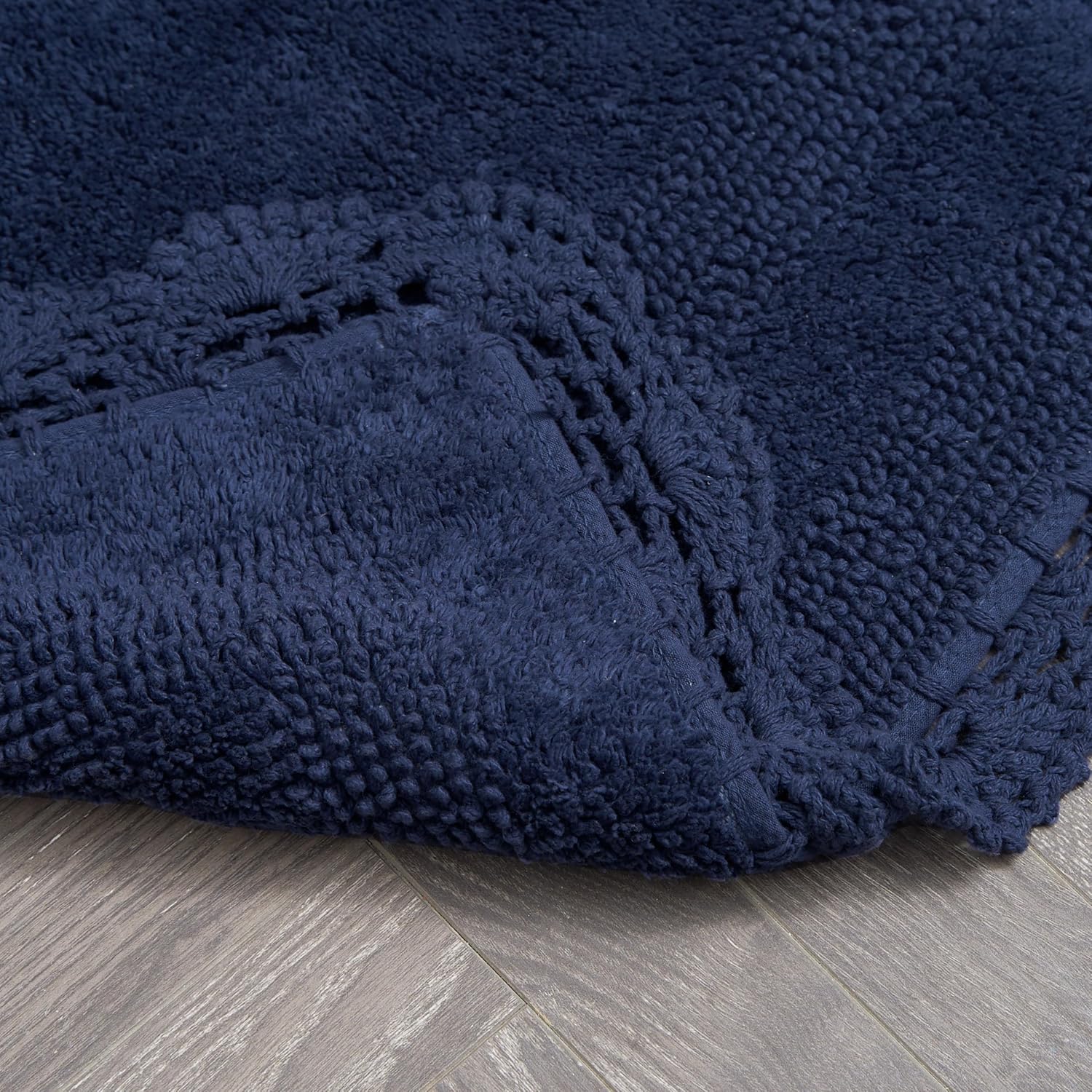 Crochet Cotton Bath Rug Non-Slip Bath Mat – Indigo Decorative Rug