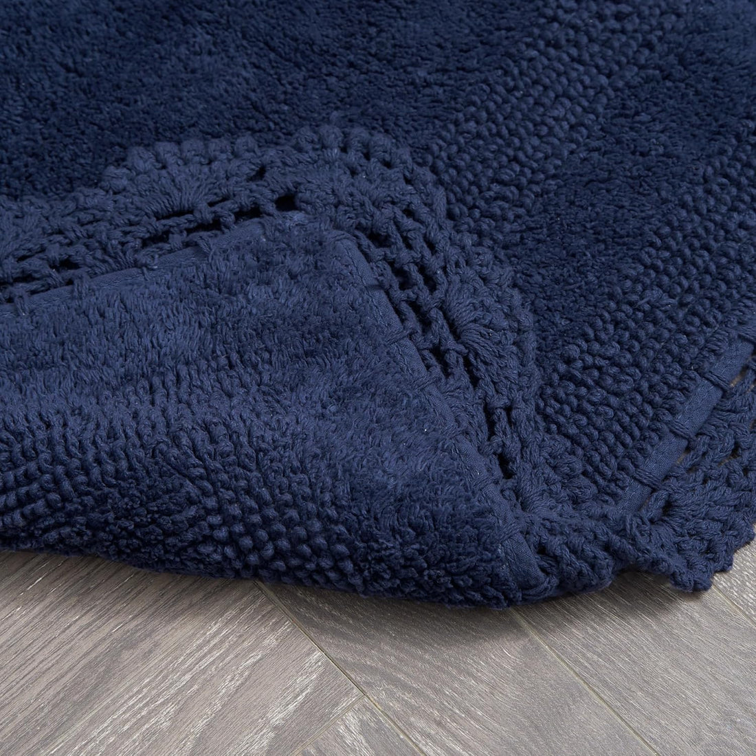 Crochet Cotton Bath Rug Non-Slip Bath Mat – Indigo Decorative Rug