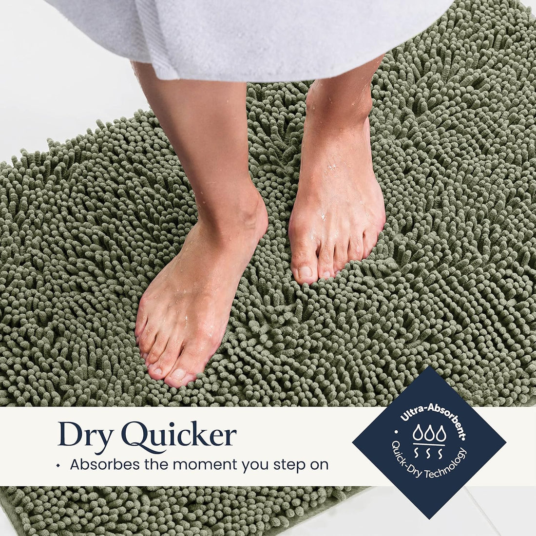 2-Piece Bathroom Rug Set – Plush Chenille Bath Mats with Rubber Backing