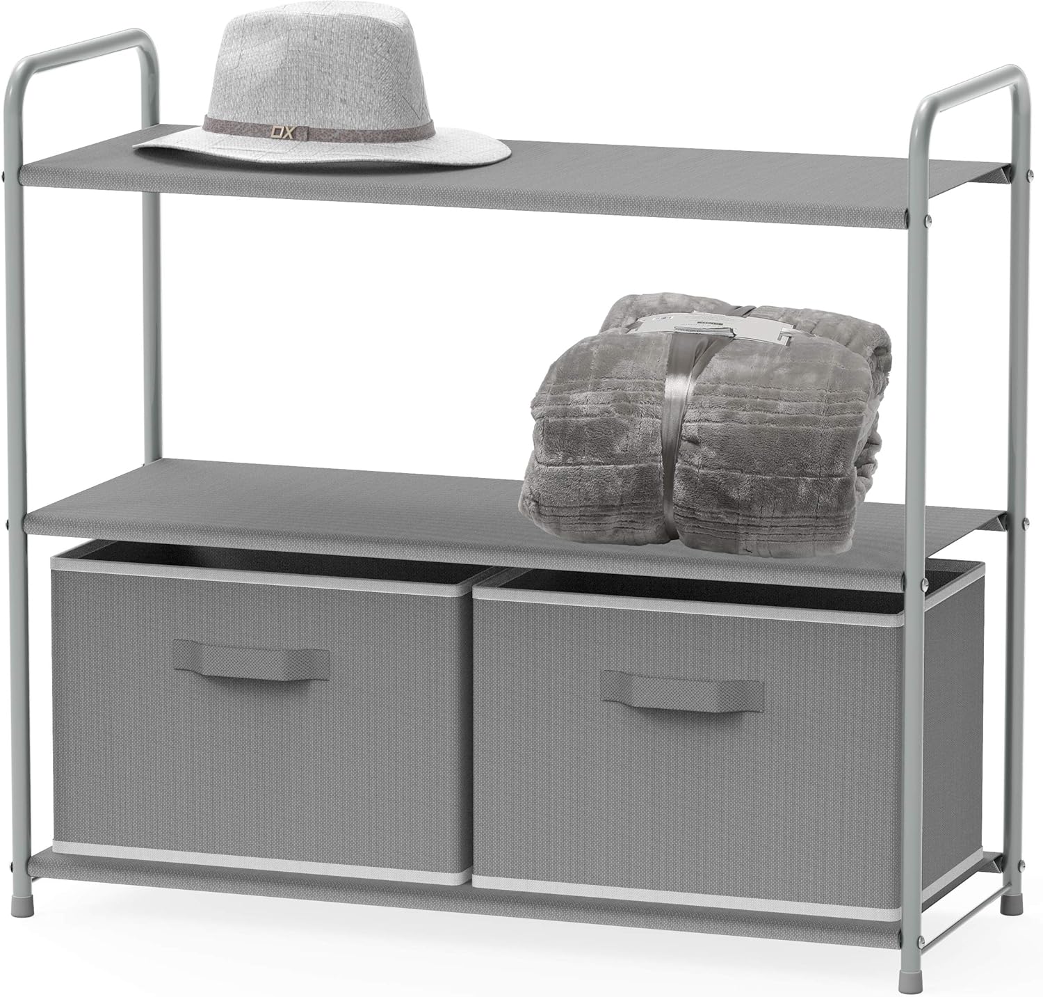 3-Tier Closet Organizer with 2 Fabric Drawers – Sturdy Metal Frame