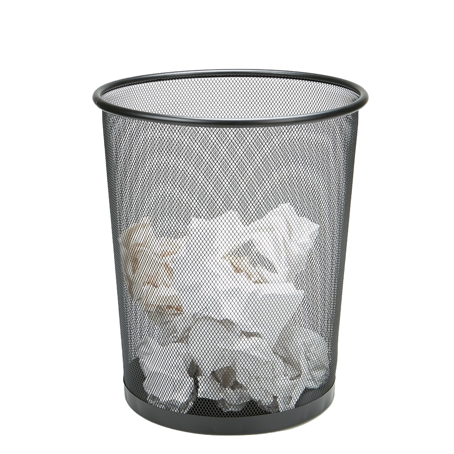 Mind Reader Trash Can, 16.65L Waste Paper Basket Round Metal Mesh