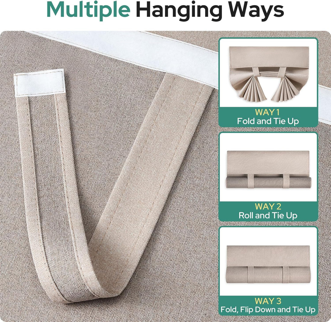 Linen Blackout French Door Curtain – Thermal Privacy Shade 26x68