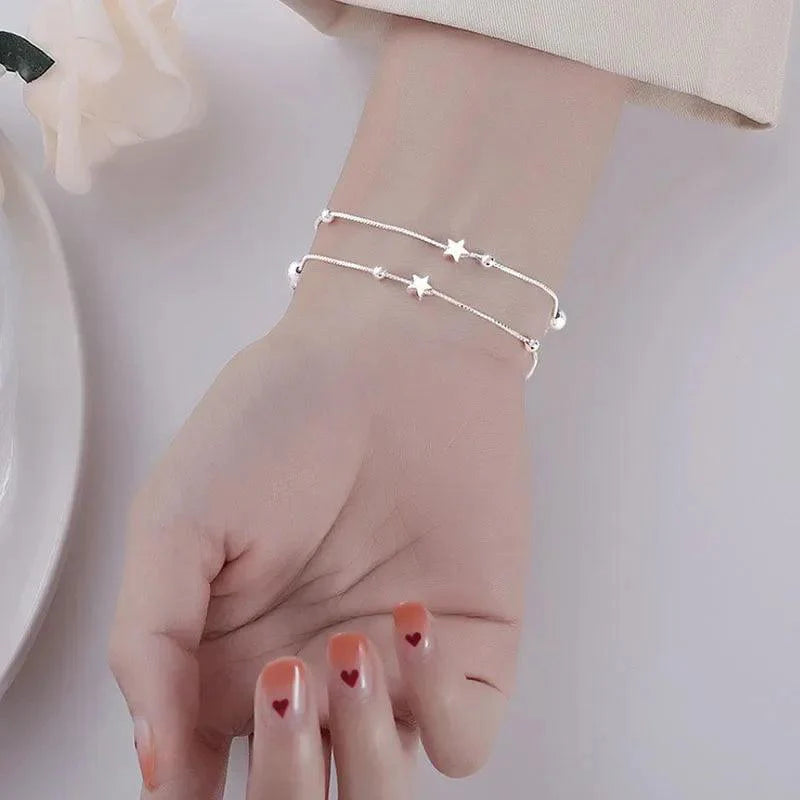 925 Sterling Silver Bracelets: Star, Pearl, Stone, Heart Charms - Heart Crafted Gifts