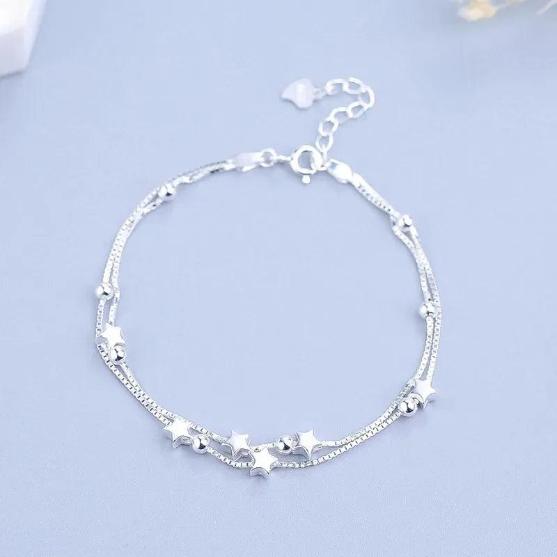925 Sterling Silver Bracelets: Star, Pearl, Stone, Heart Charms - Heart Crafted Gifts