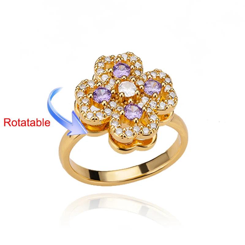 Rotating Clover Ring in Golden at Heart Crafted Gifts