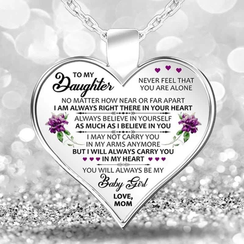Heart Pendant Necklace with beautiful message for Mom
