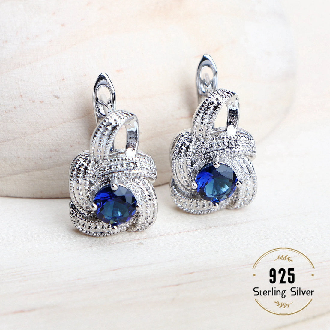 Blue Stone earring in 925 Sterling Silver | Heart Crafted Gifts