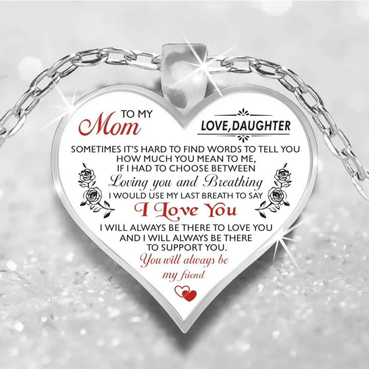 Heart Pendant Necklace with beautiful message for Mom