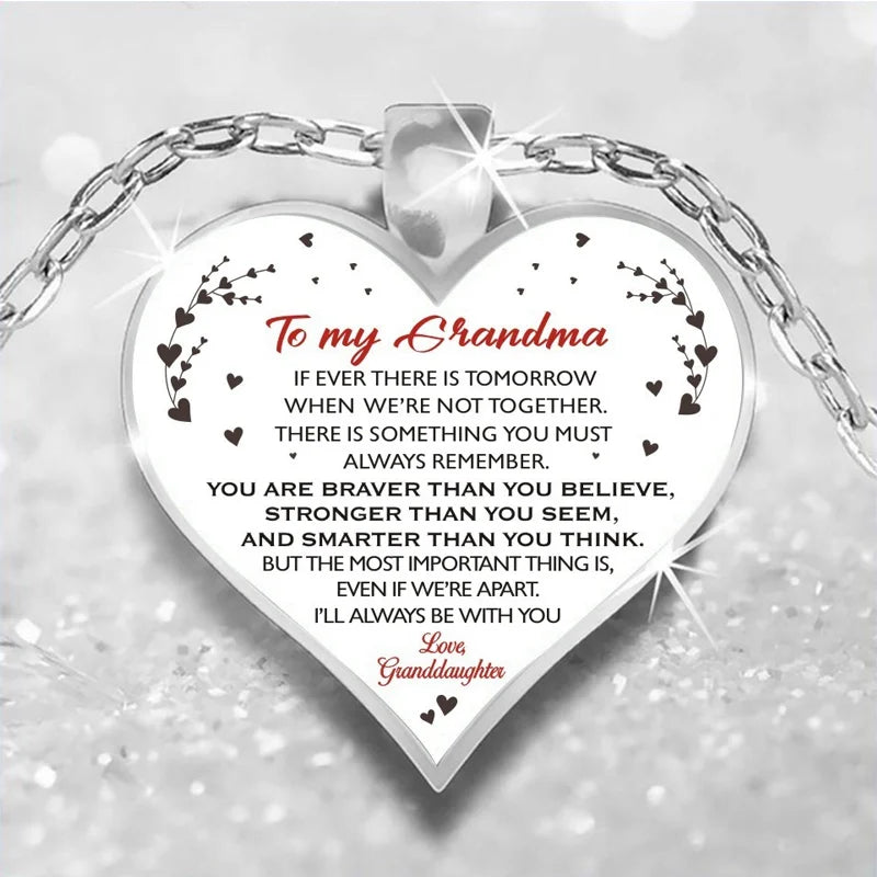 Heart Pendant Necklace with beautiful message for Mom